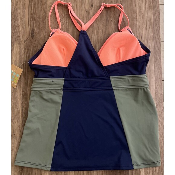 NWT Title Nine Color-block Tankini Top, Racerback, Women Medium, Blue Green Pink - Picture 11 of 16
